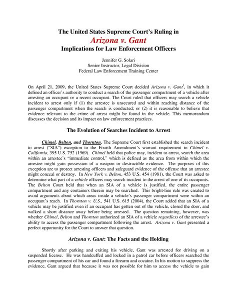 Arizona v. Gant | Study notes Law | Docsity