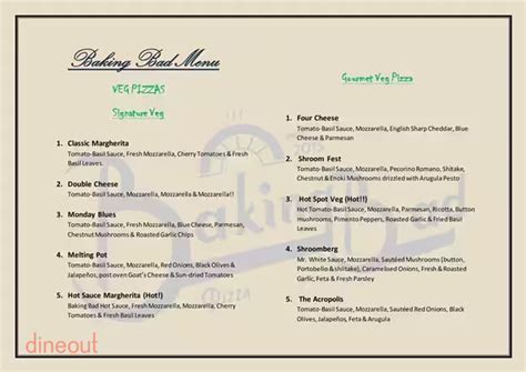 Menu of Baking Bad - Pizza Delivery, Near Little Millennium School ...