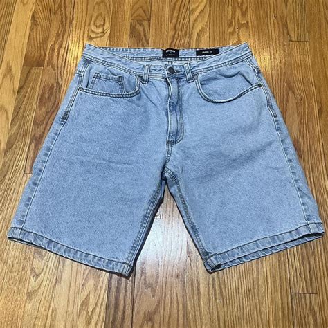 men’s light blue denim jean shorts, cotton on, size... - Depop