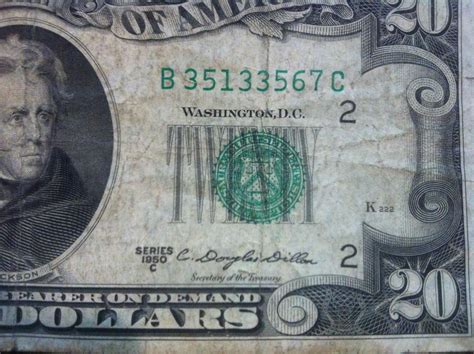 1950 $20 TWENTY DOLLAR BILL C. DOUGLAS DILLON RARE OLD PAPER MONEY U.S ...