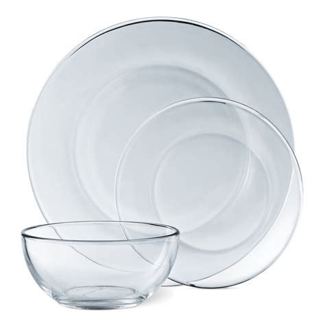 Mainstays 12-Pieces Round Clear Glass Dinnerware Set - Walmart.com