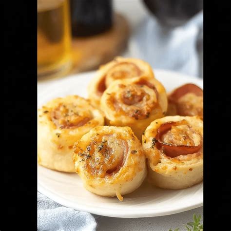 bite-sized ham and cheese pizza rolls