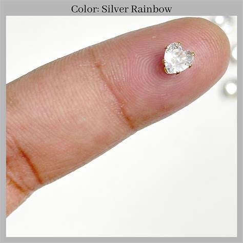 Shop Silver Rainbow Heart Shape Crystal Rhinestones with Golden Claw ...