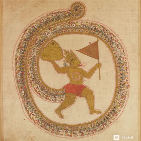 Hanuman Bearing the Mountain Poster (14×14") | Rare Rajasthani ...