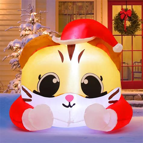 The Holiday Aisle® Christmas Inflatable 5 FT Christmas Cat Inflatables Christmas Cat Blow Up ...
