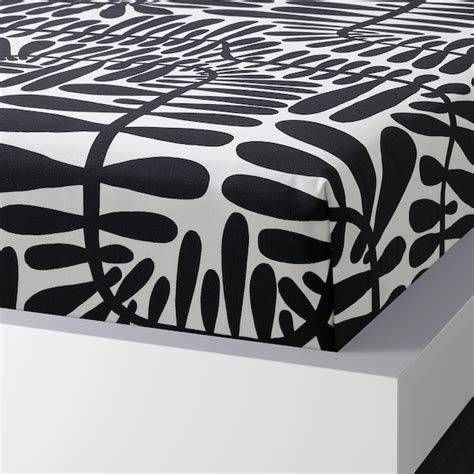 MAJSMOTT flat sheet and 2 pillowcase, white/black, 240x260/50x80 cm ...