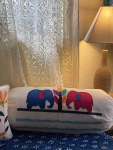 Cotton Felt Applique multi birdy Bolster Cover (set Of 2)
