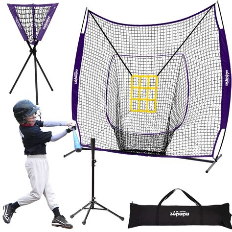 Buy Zupapa 7x7 Feet Baseball Softball Hitting P Net Tee Caddy Set with ...
