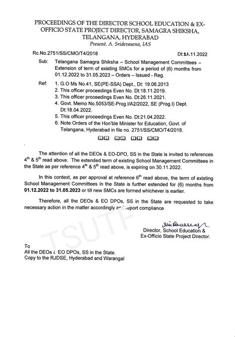 Extension of term of existing SMCs for a period of ( 6 ) months from 01 ...
