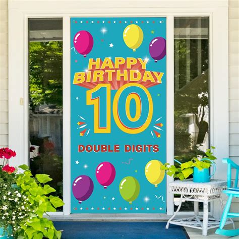 Amazon.com: 10th Birthday Door Banner Decorations, Happy 10th Birthday ...