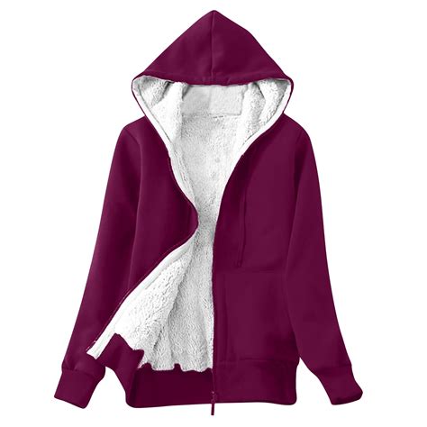 Fleece Lined Jacket Women Casual Hoodies Fashion Winter Coat Jackets ...