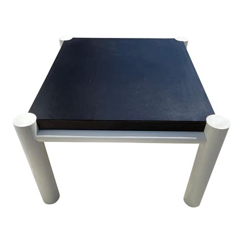 1970s Vintage Black + White Postmodern Square Coffee Table | Chairish
