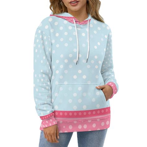 Casual Hoodies Pastel Polka Dot Background Lady Long-Sleeve Classic ...