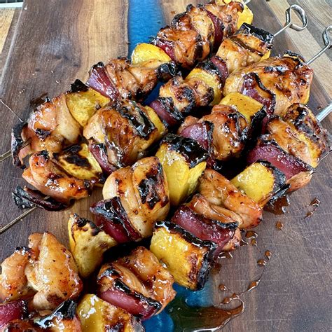 Peach and Whiskey Chicken Skewers - Grillin With Dad