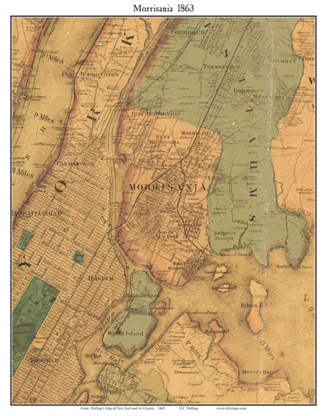 Morrisania 1863 Old Town Map the Bronx - With Homeowner Names New York ...