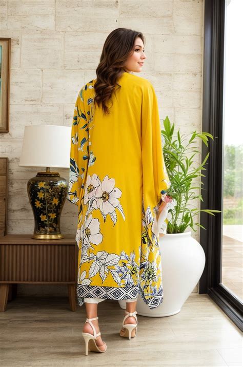 Sunlit Bloom Mustard Kaftan – Navvi.in