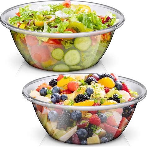 Amazon.com: Tioncy 2 Pcs Large Plastic Mixing Bowls 6 Quart Clear Salad ...