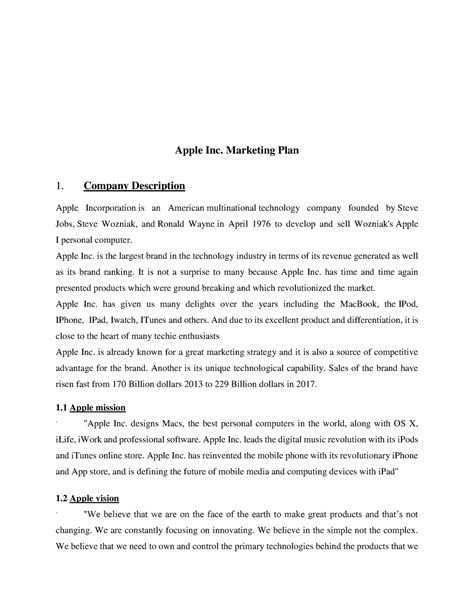 Apple inc marketing bba project marketing - Apple Inc. Marketing Plan 1 ...