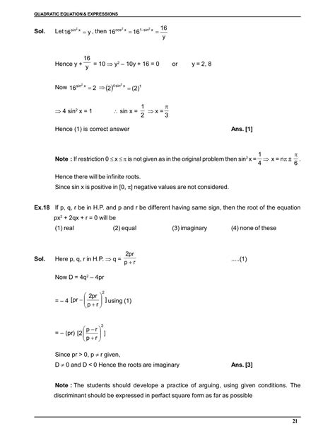 Quadratic Expression Important Questions - IIT JEE - eSaral