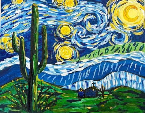 7/29 SWVan Gogh Starry Night Class-6:30pm, Kelly Jo Designs by Wine ...