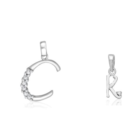 Taraash 925 Sterling Silver Couple Alphabet Pendants "C" and "K" Initi
