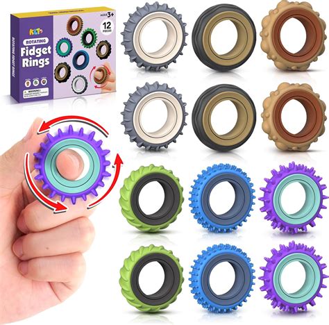 Amazon.com: Fidget Toys Adults Sensory Rings: 12 Pack Texture Spinner ...