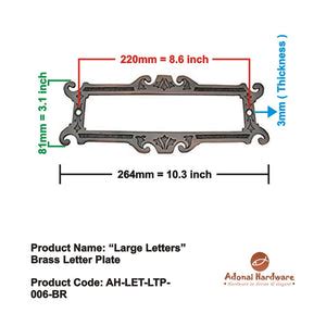 Quality "Large Letters" Brass Letter Plate - Adonai Hardware