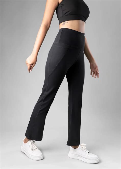 Jet Black TrendyTwirl Flare Pants - Flurr