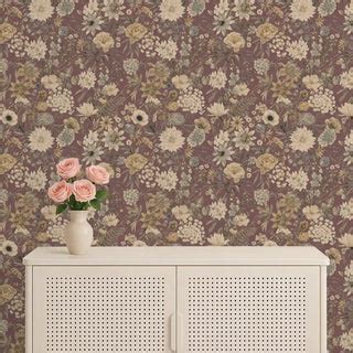 Fresh Floral Dusky Rosewood Wallpaper Roll | Life n Colors