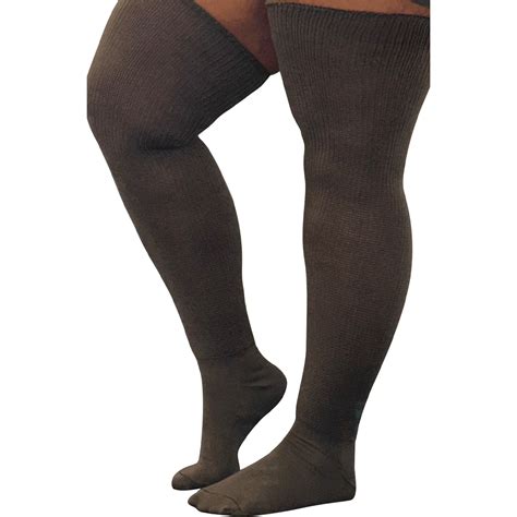 Solid Dark Gray Plus Size Thigh High Socks that are made in USA