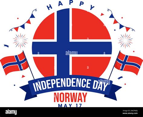 Norway Independence Day Vector Illustration on May 17 with Flag of ...