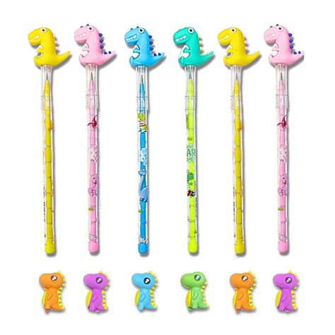 THE CUBBY CART - Pack of 12 - Dinosaur Pencil and Eraser Combo, Cartoon ...