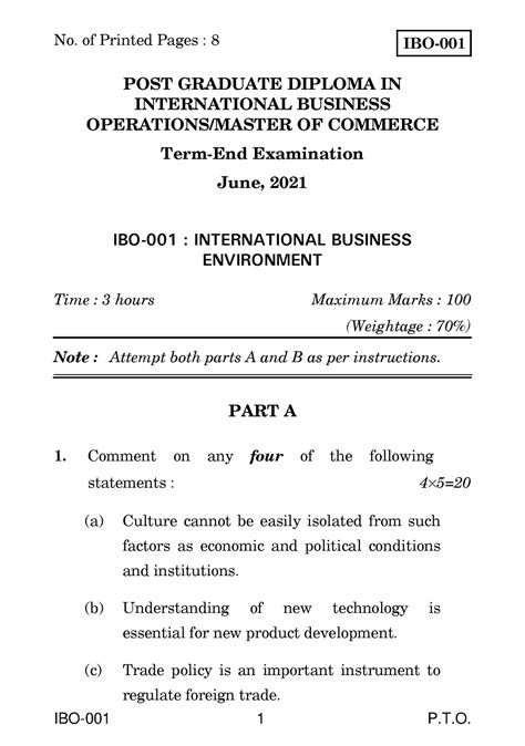 International marketing management - IBO-001 1 P.T. IBO- POST GRADUATE ...