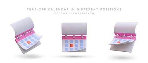 Set of tear off calendars paper planner reminders about important dates ...
