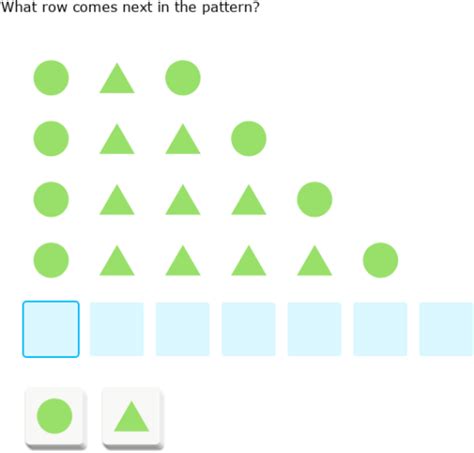 IXL - Find the next row in a growing pattern (Class II maths practice)