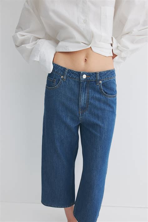 Wide High Cropped Jeans - Denim blue - Ladies | H&M IN