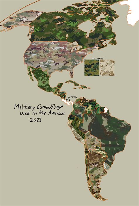 Military camo in the Americas, 2022. - Maps on the Web