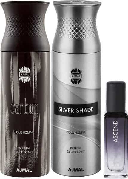Buy AJMAL CARBON & SILVERSHADE DEO EACH OF 200ML & ASCEND EDP 20ML PACK ...