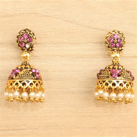 Meenakari Jhumka Earrings White
