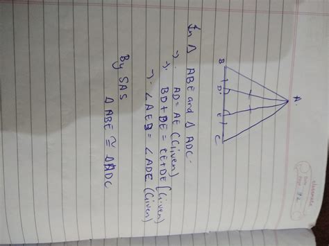 In the given figure D and E are the points on the base BC of triangle ...