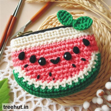 Watermelon Crochet Coin Purse Ideas, Summer Crochet Ideas