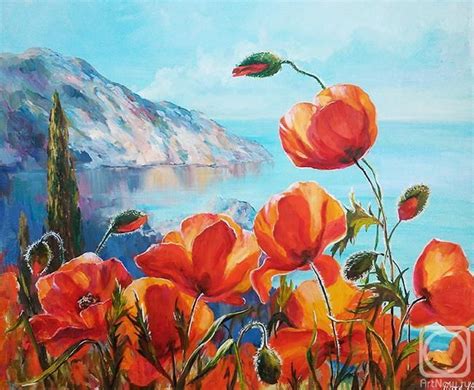 Картина маслом на холсте. Гроза Людмила. Горные маки. Испания | Картины ...