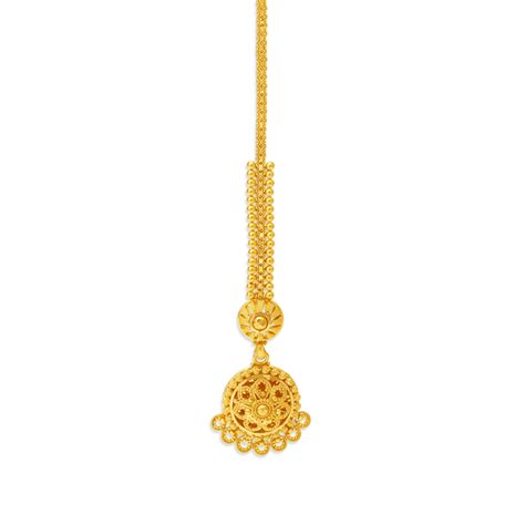 Graceful 22 Karat Yellow Gold Floral Maang Tikka