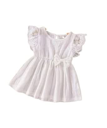 Buy Kids Girls Cotton Blend Cute Sleeveless White Frock Dress_AMF ...