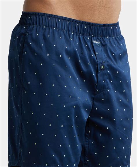 Buy Super Combed Cotton Satin Weave Printed Boxer Shorts with Side ...