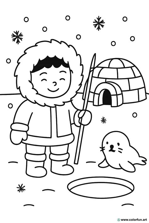Eskimo Coloring Esquimal Kleurplaat Colouring Inuit Eskimos Esquimales ...