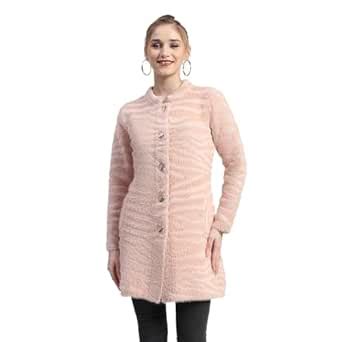Buy Madame Animal Print Mandarin Neck Dusty Pink Long Cardigan at Amazon.in