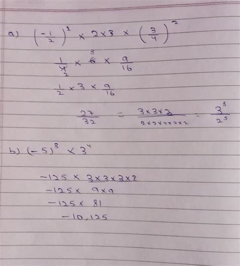 Find The Value Of-a) (-1/2)2 multiply 2 multiply 3 multiply (3/4)2b ...