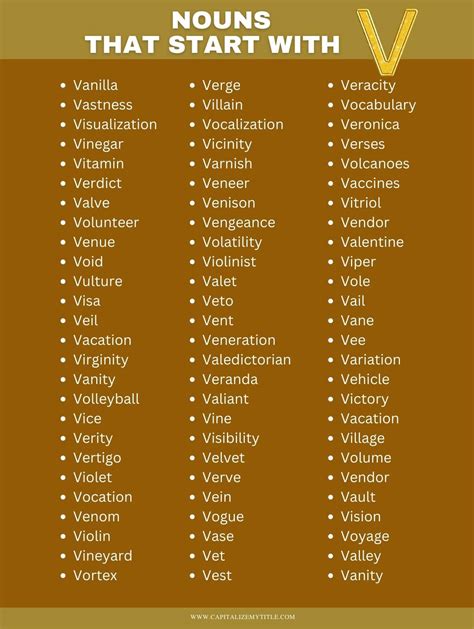 Nouns That Start With V - Capitalize My Title