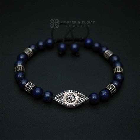 Lapis Lazuli Beaded Rose Gold Eye Bracelet